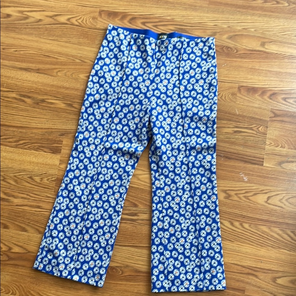 Abthropologie Maeve Margot daisy print kick flare crop pants size large